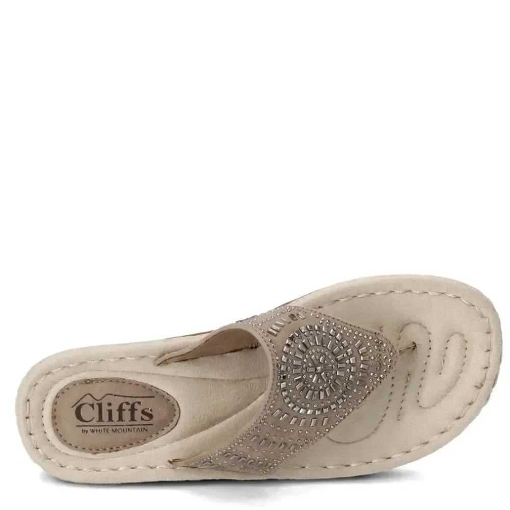 BRAND NEW CLIFFS BY WHITE MOUNTAIN WOMENS CIENNA DEMI WEDGE THONG THON…